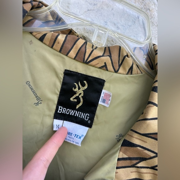Vintage Browning Cattail Camo Hunting Jacket Mens Size M Gore-Tex Nylon Outdoor - Picture 3 of 11